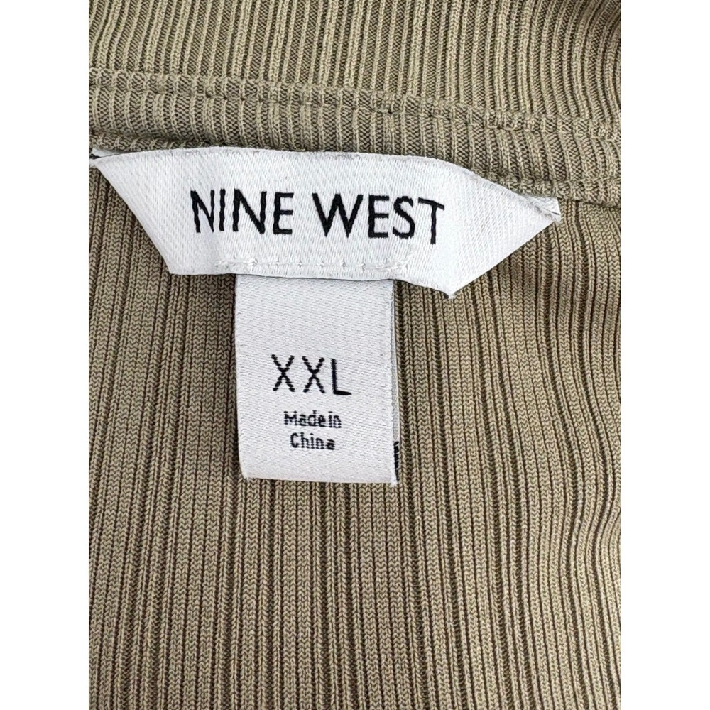 Nine West Ribbed Sleeveless Top Olive Green Crew Neck Ruched Sides XXL - Picture 5 of 8